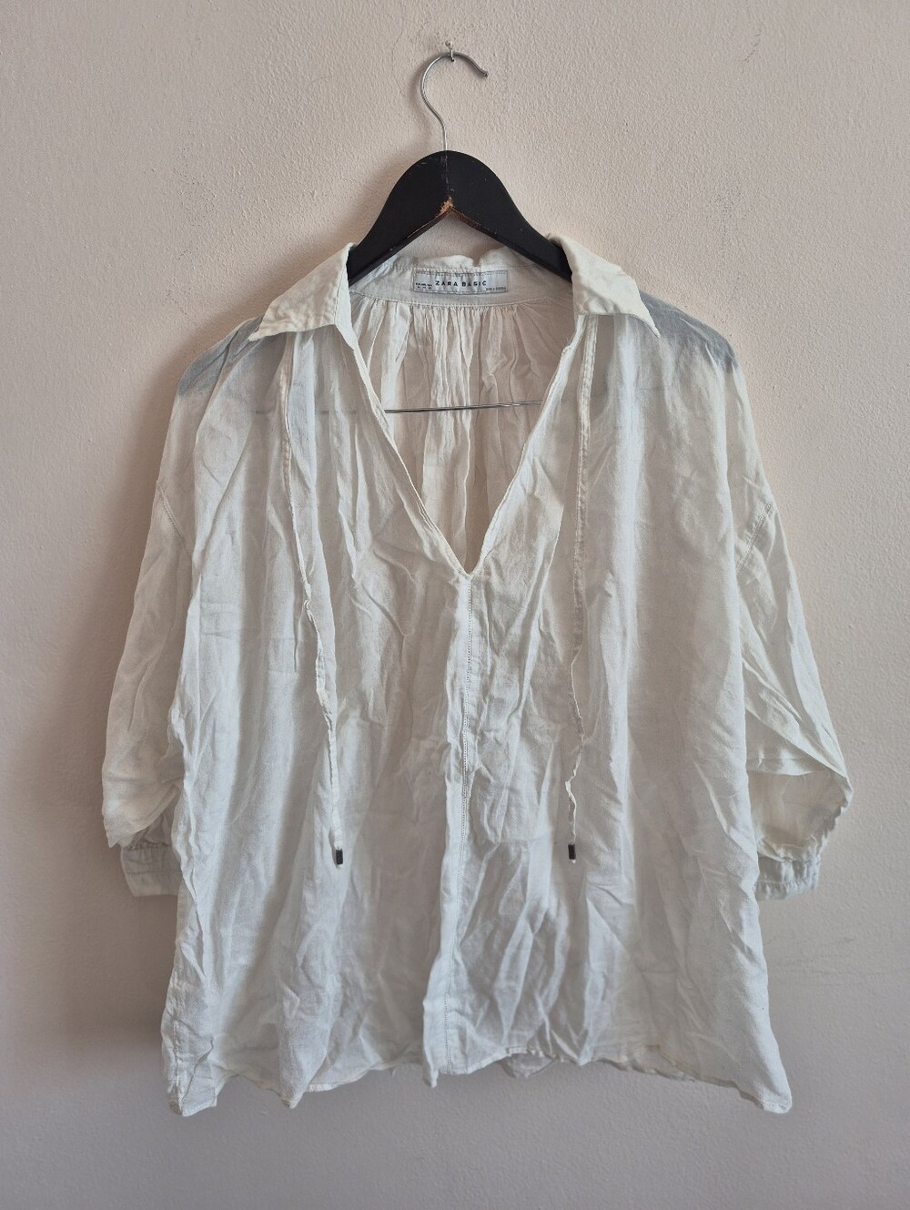 Zara Cotton Flowy Blouse Top Medium